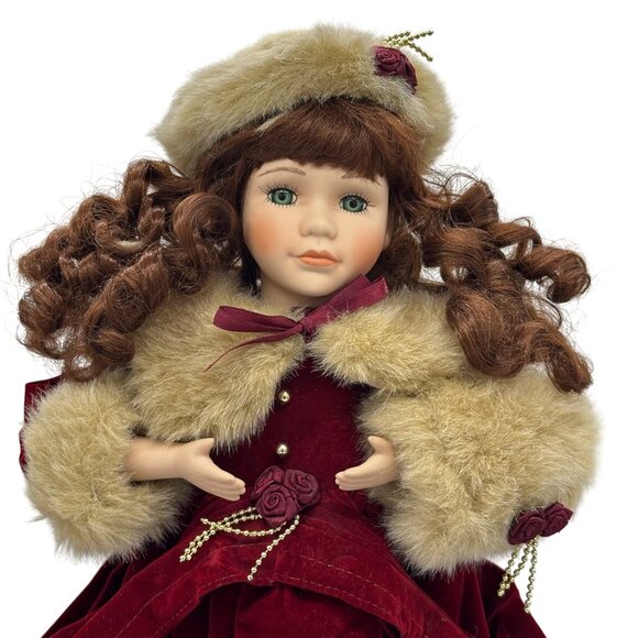 Vtg Telco Motionette Victorian Porcelain Doll 19" Christmas Animated EUC Video - Picture 5 of 13